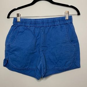 Madewell Pull-On Shorts in Indigo Linen Cotton Blend Blue Casual